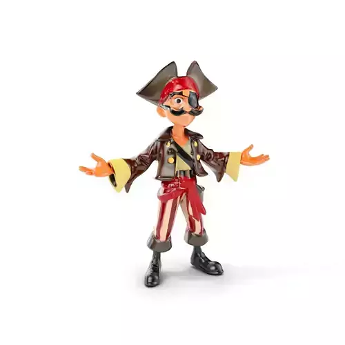 Cartoon Pirate Rigged and Animated D Model Low-poly 3D model