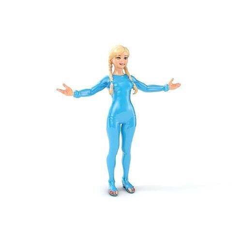 BlueSuited Female Character Rigged and Animated for Games and... Low-poly 3D model