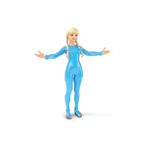 BlueSuited Female Character Rigged and Animated for Games and... Low-poly 3D model