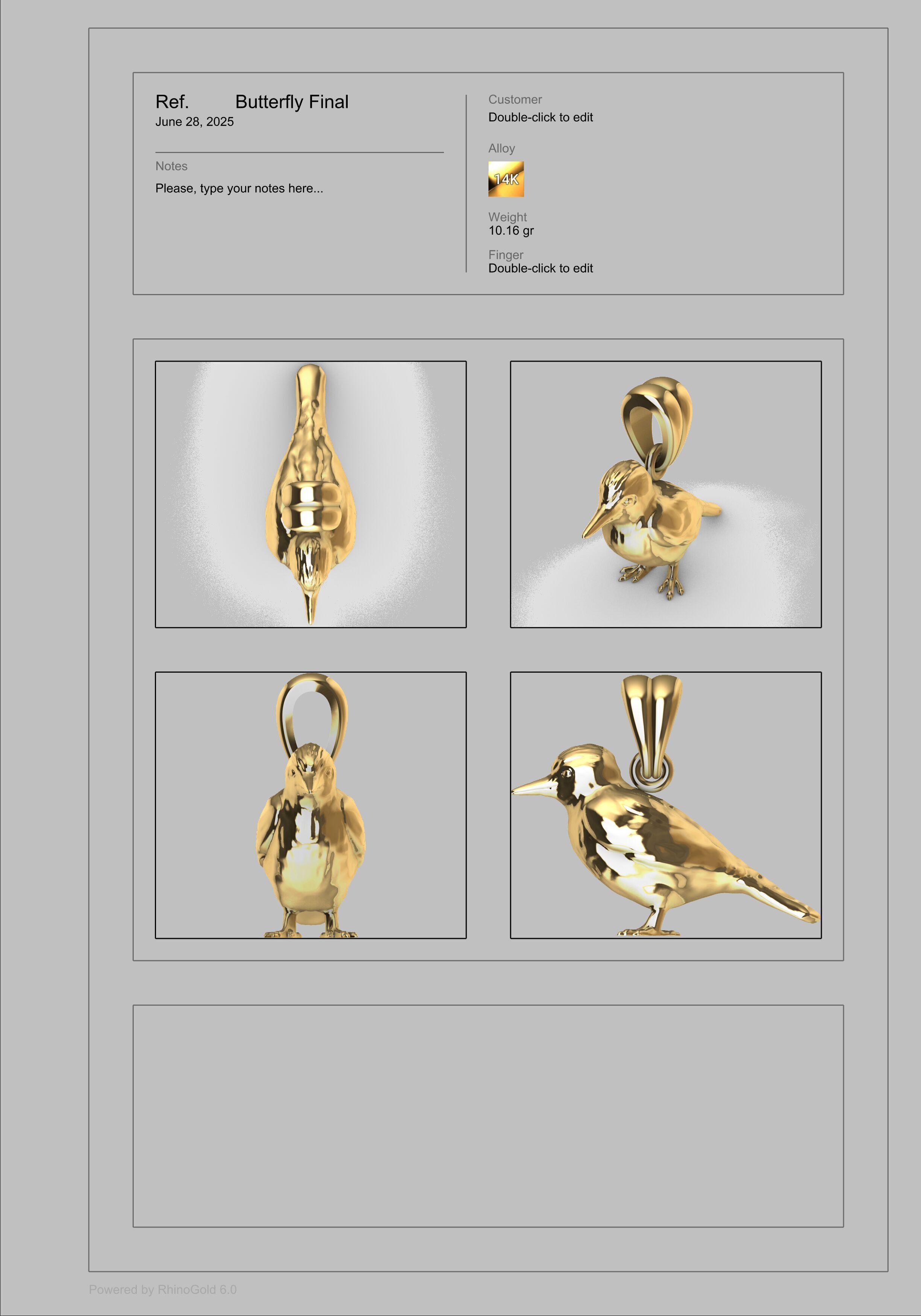 Piciformes bird Pendant Necklace Charm Bracelet jewelry 3D print model_28