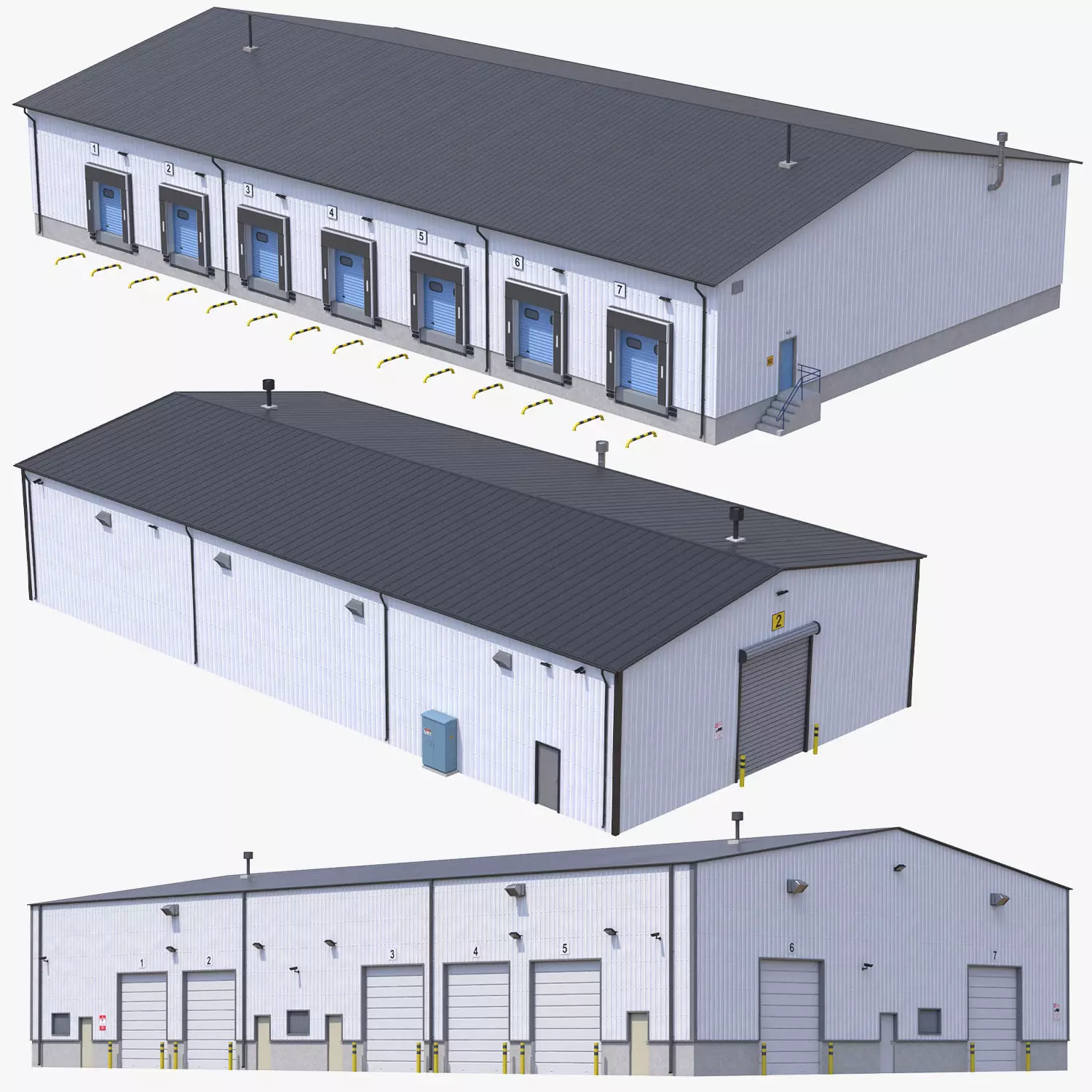3 Industrial Buildings 3D Model Collection_0