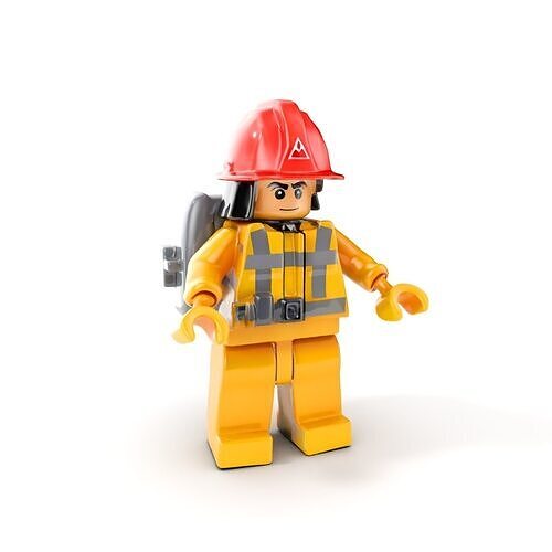Firefighter Minifigure Rigged and Animated D Model Low-poly 3D model
