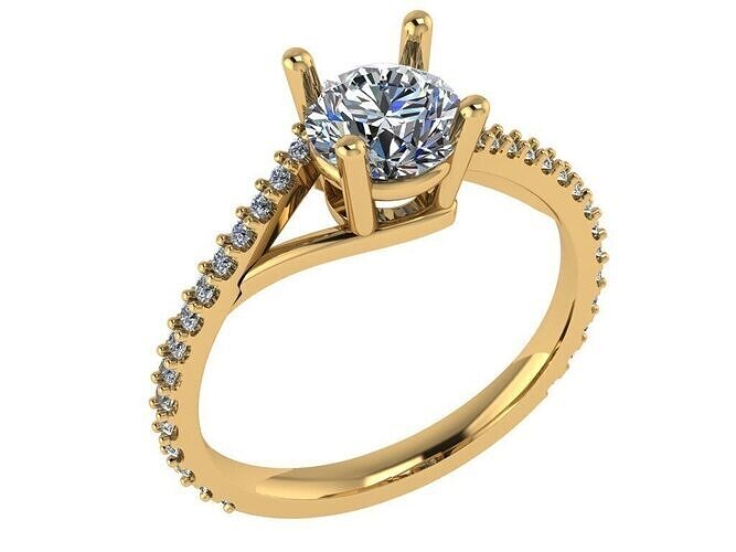 Round shape tension ring with pave setting along the shank 3D print model