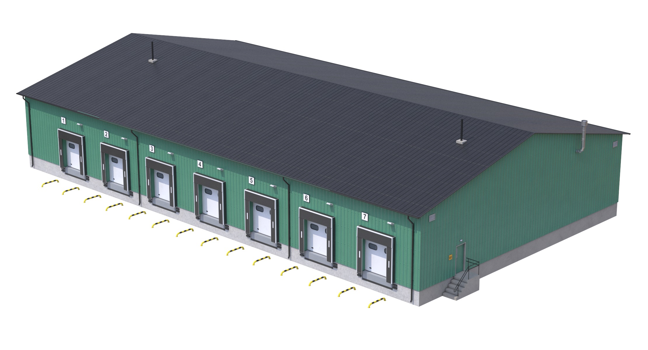 3 Green Industrial Buildings  3D Model Collection_2