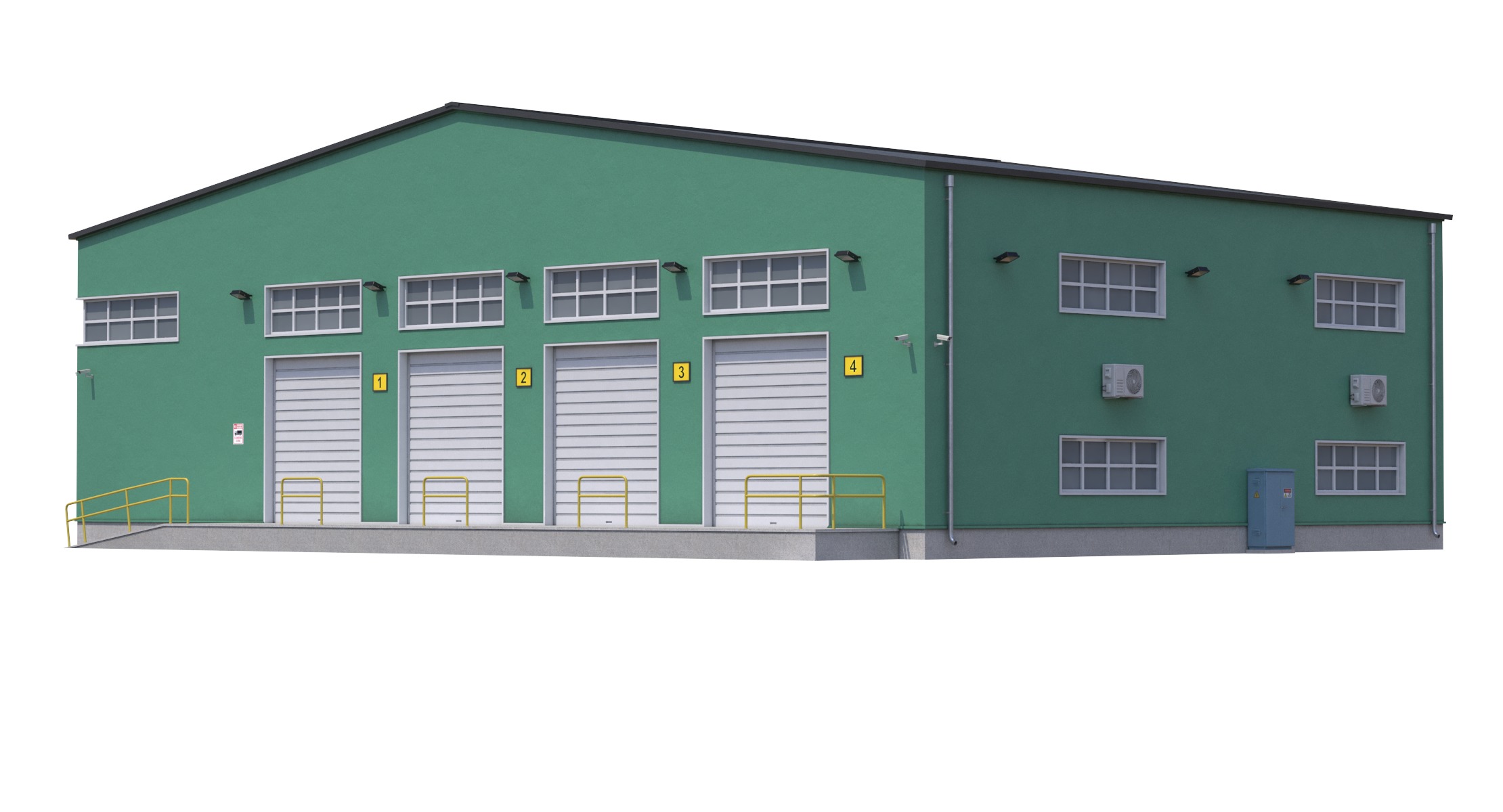 3 Green Industrial Buildings  3D Model Collection_7