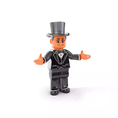 LegoStyle Magician Character Model Rigged and Animated Low-poly 3D model