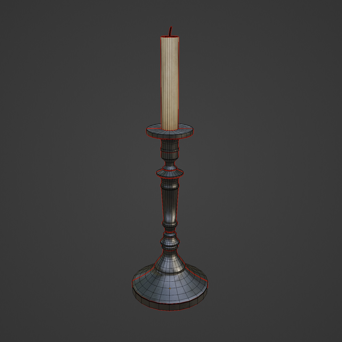 Vintage Candlestick 02 Low-poly 3D model_7