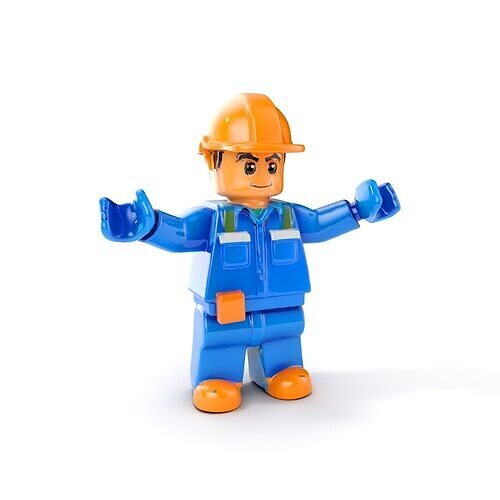 Construction Worker Toy Rigged and Animated D Model Low-poly 3D model
