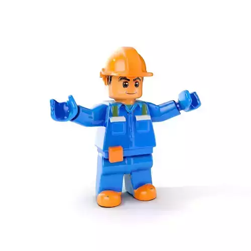 Construction Worker Toy Rigged and Animated D Model Low-poly 3D model