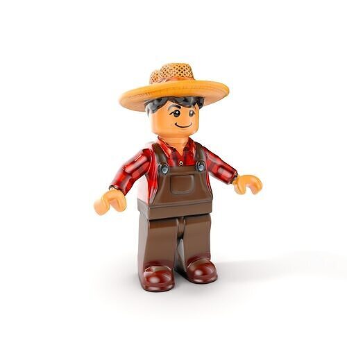 Farmer Character Model Rigged and Animated for Games and VR Low-poly 3D model