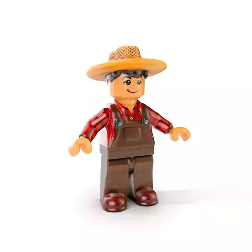 Farmer Character Model Rigged and Animated for Games and VR Low-poly 3D model