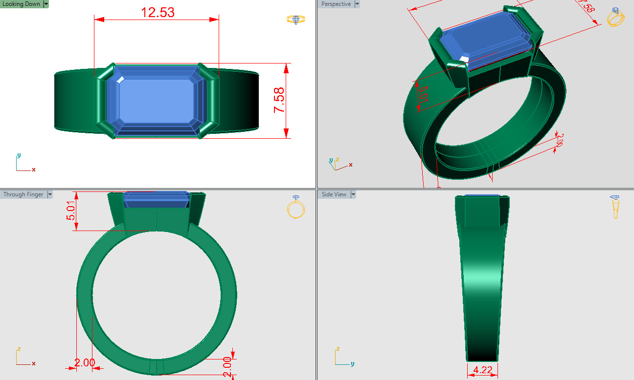 Emerald Channel - Bar Ring 3D print model_4