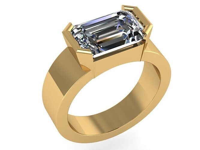 Emerald Channel - Bar Ring 3D print model