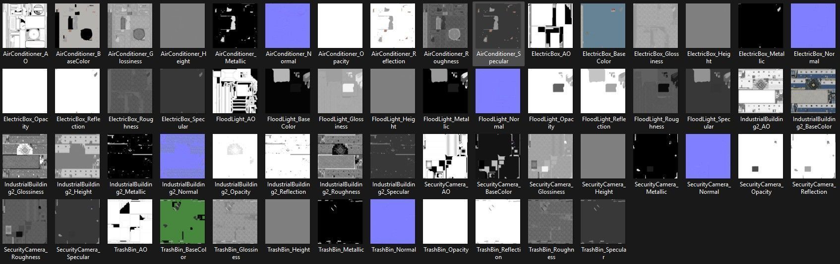 4 Blue Industrial Buildings 3D Model Collection_24