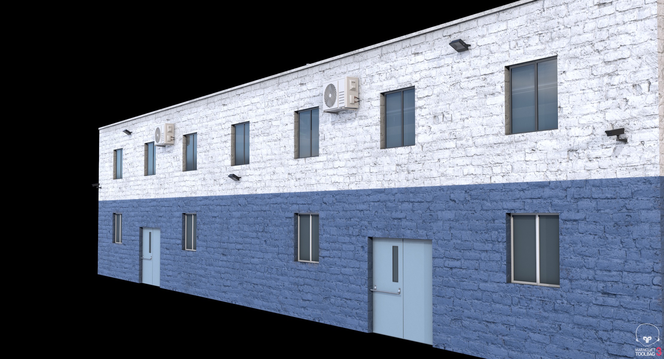 4 Blue Industrial Buildings 3D Model Collection_21