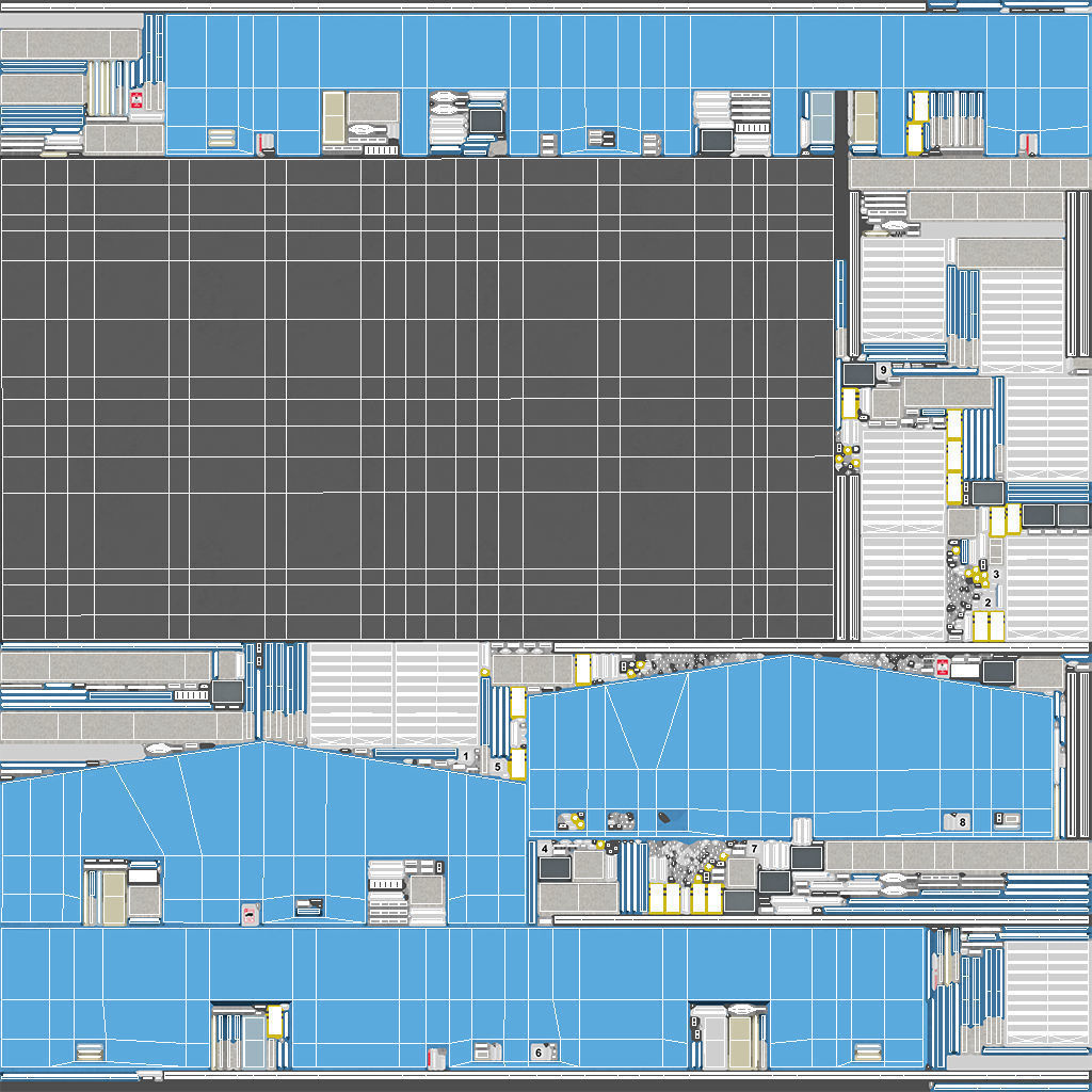 4 Blue Industrial Buildings 3D Model Collection_6