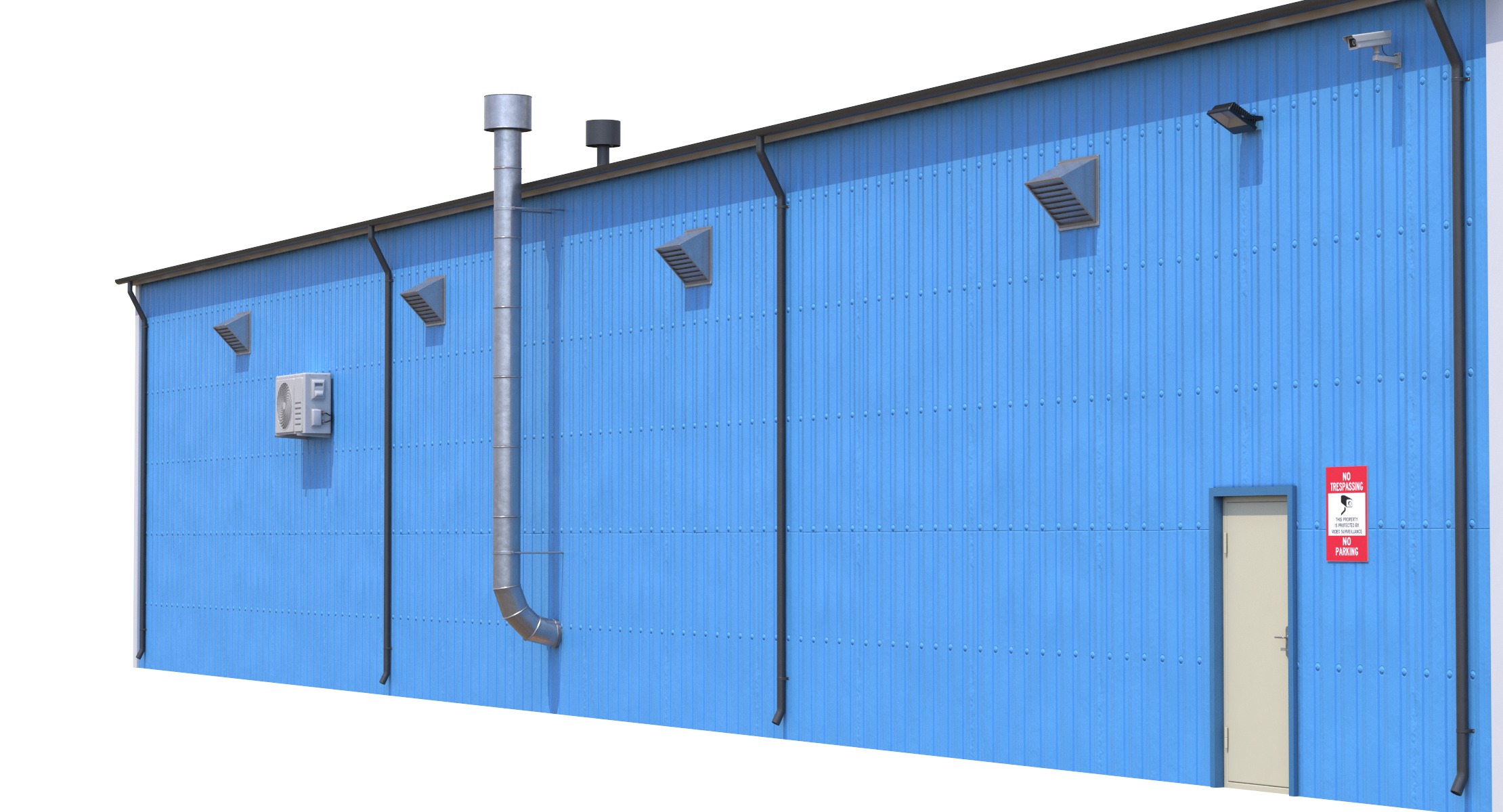 4 Blue Industrial Buildings 3D Model Collection_10