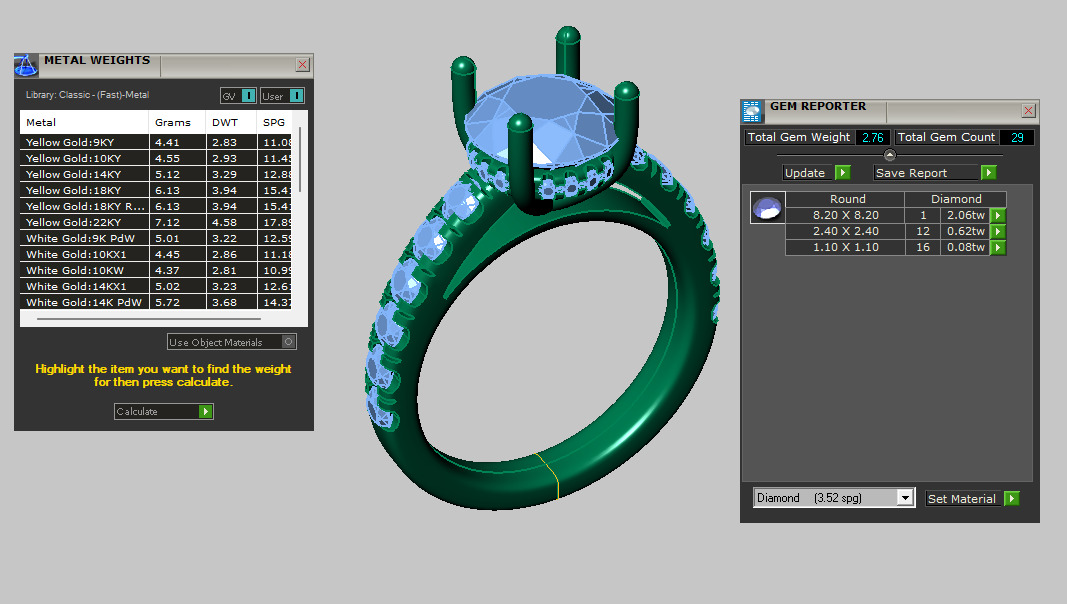 Round shape ring with hidden halo and pave on shank 3D print model_5