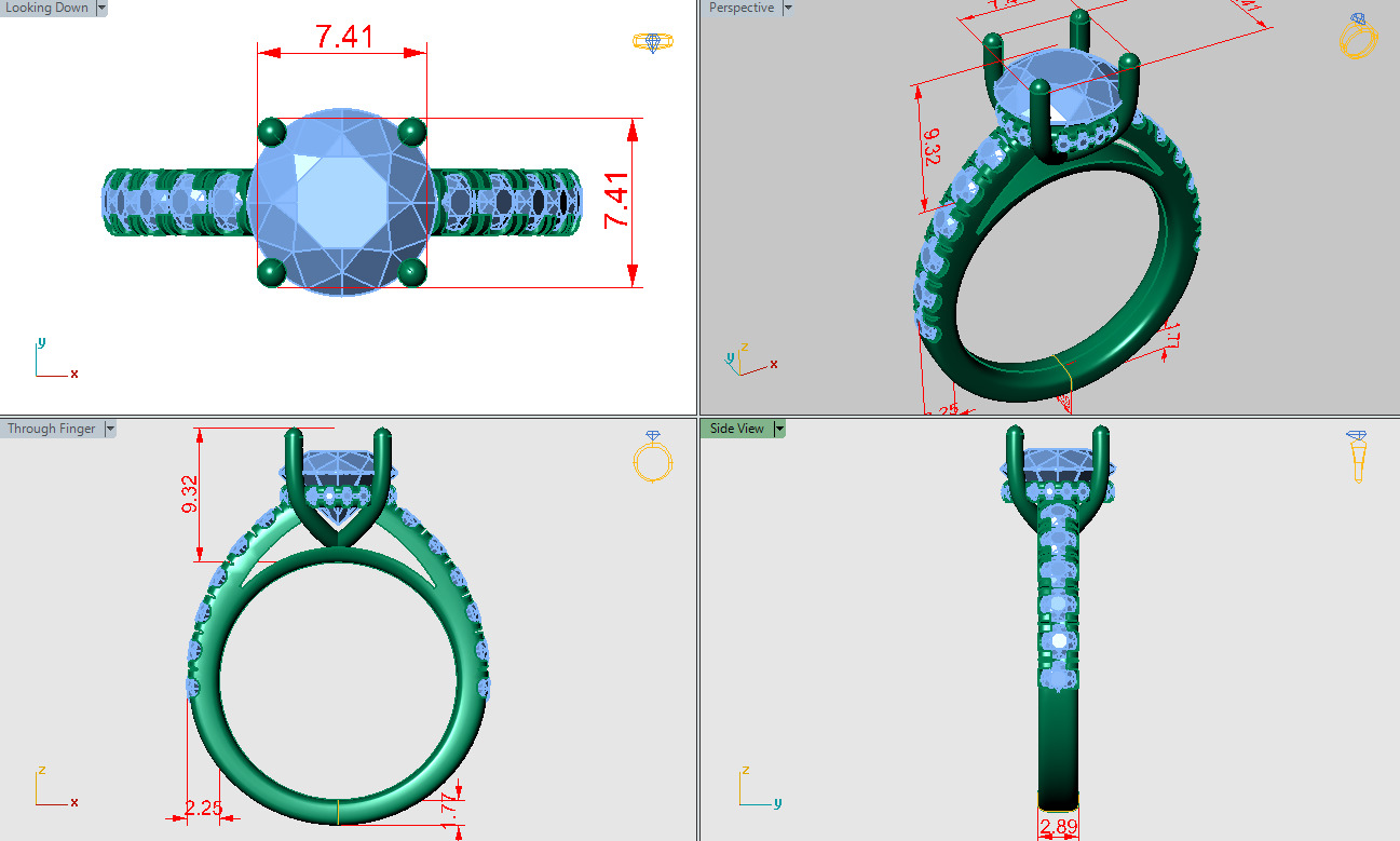 Round shape ring with hidden halo and pave on shank 3D print model_4