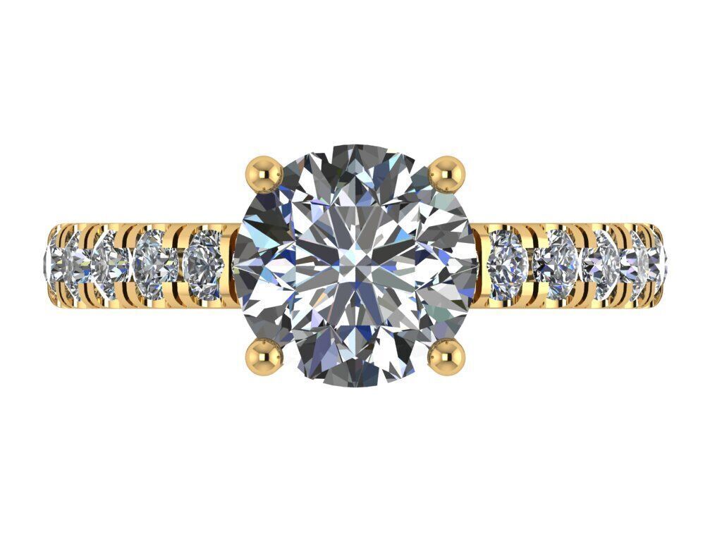 Round shape ring with hidden halo and pave on shank 3D print model_2