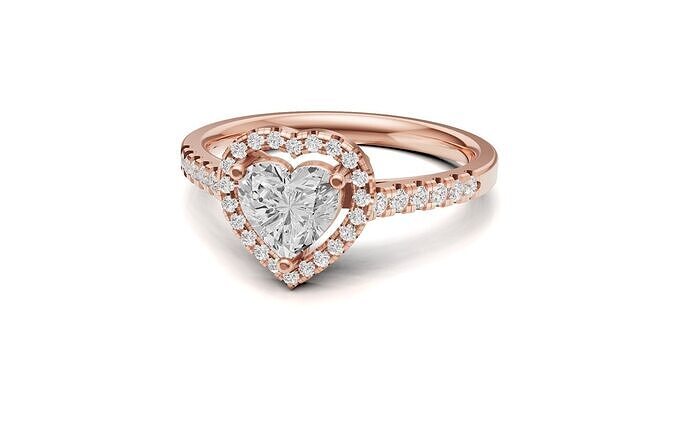 Solitaire Heart Diamond Promise Ring 3D print model