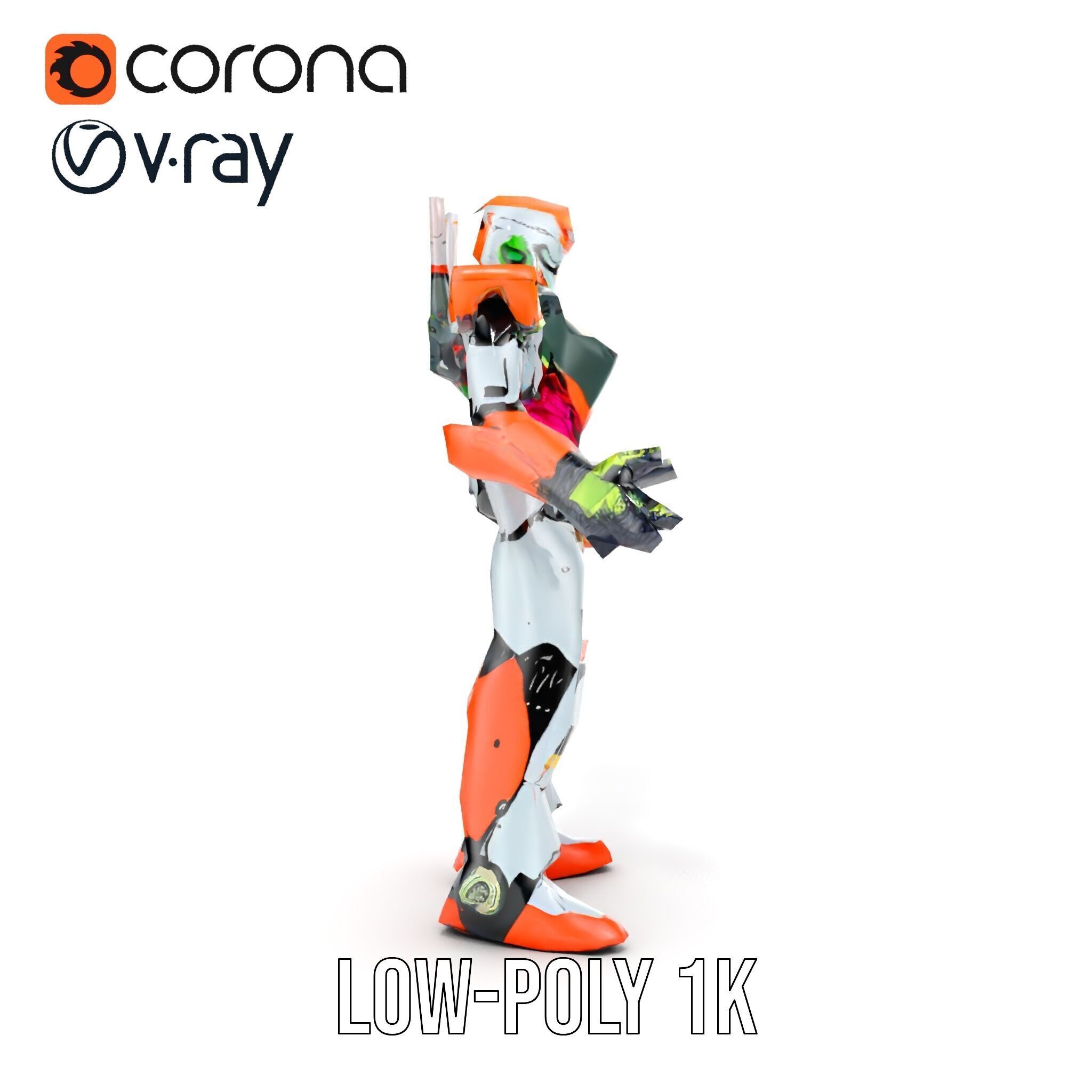 Futuristic Combat Mecha Robot Rigged and Animated Low-poly 3D model_31