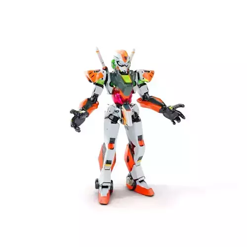 Futuristic Combat Mecha Robot Rigged and Animated