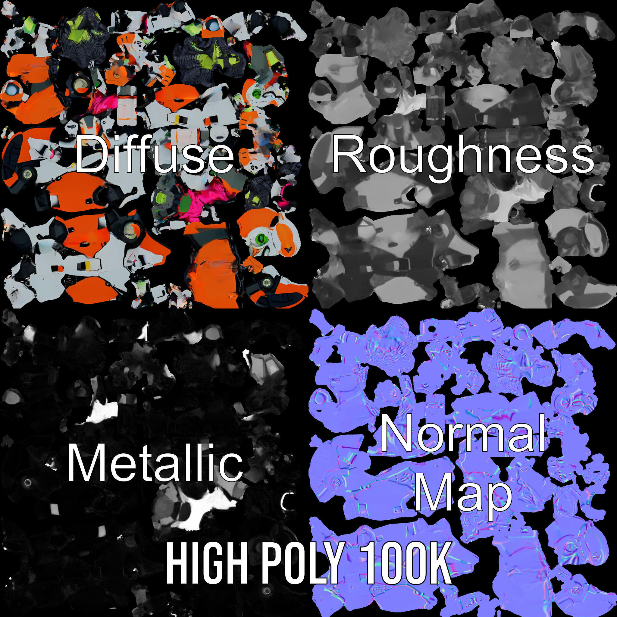 Futuristic Combat Mecha Robot Rigged and Animated Low-poly 3D model_3