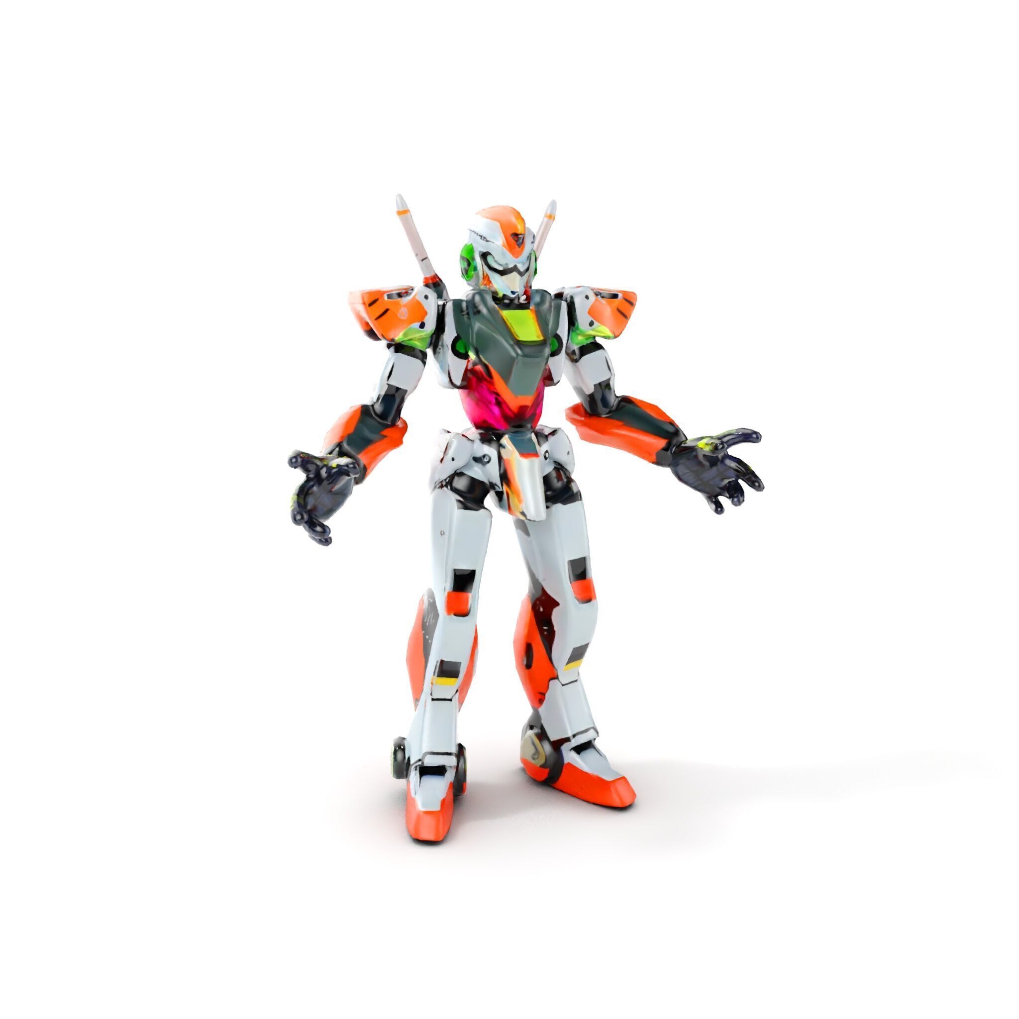 Futuristic Combat Mecha Robot Rigged and Animated Low-poly 3D model_12