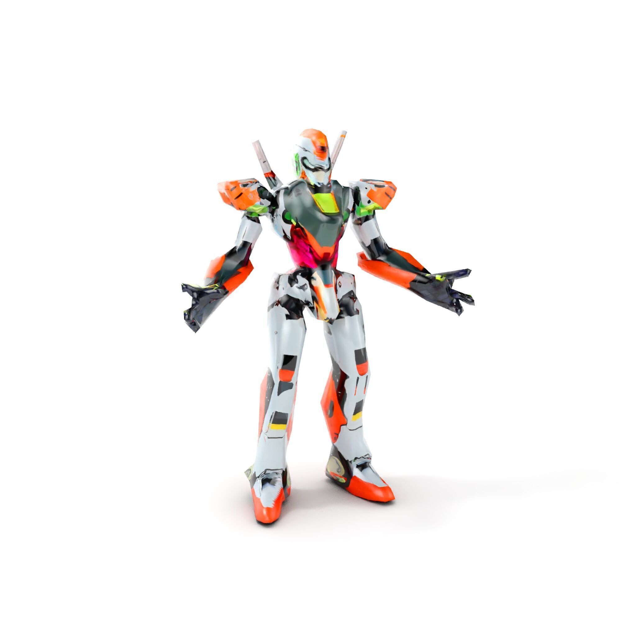 Futuristic Combat Mecha Robot Rigged and Animated Low-poly 3D model_10