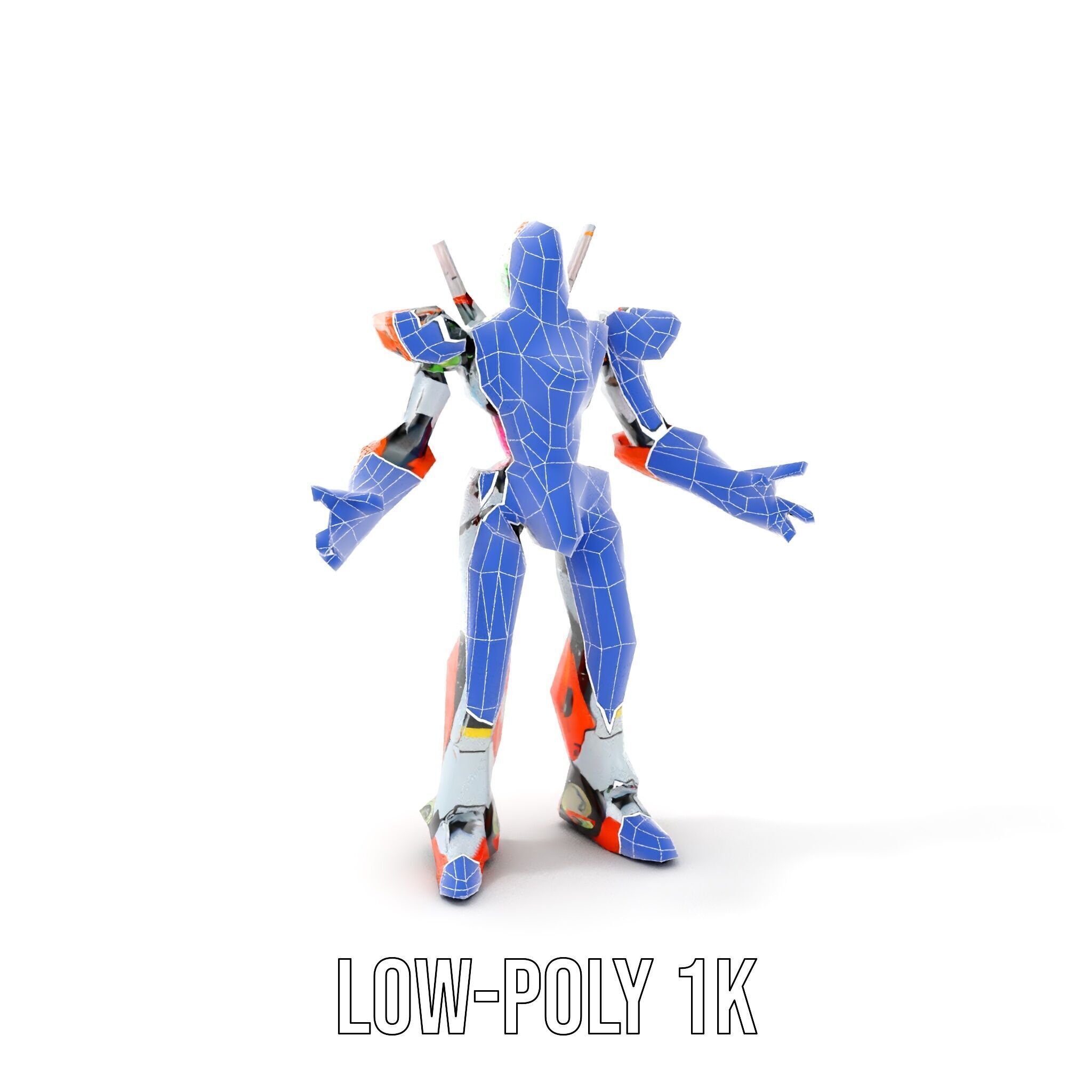 Futuristic Combat Mecha Robot Rigged and Animated Low-poly 3D model_28