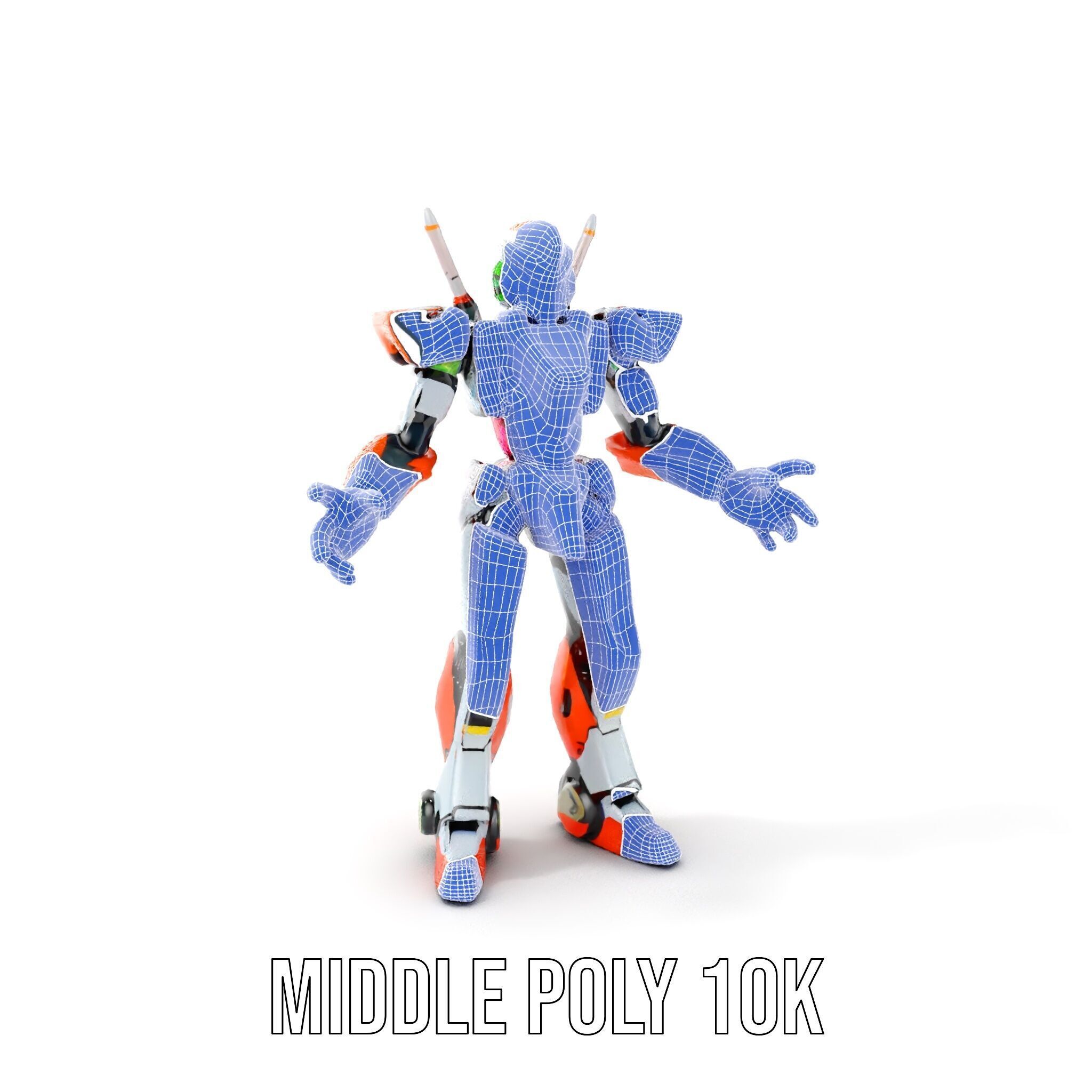 Futuristic Combat Mecha Robot Rigged and Animated Low-poly 3D model_27