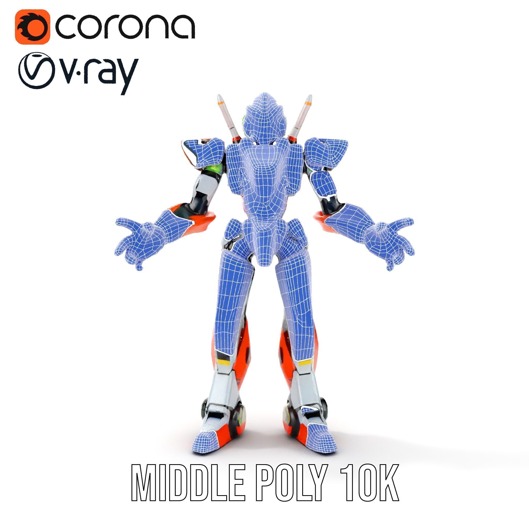 Futuristic Combat Mecha Robot Rigged and Animated Low-poly 3D model_33