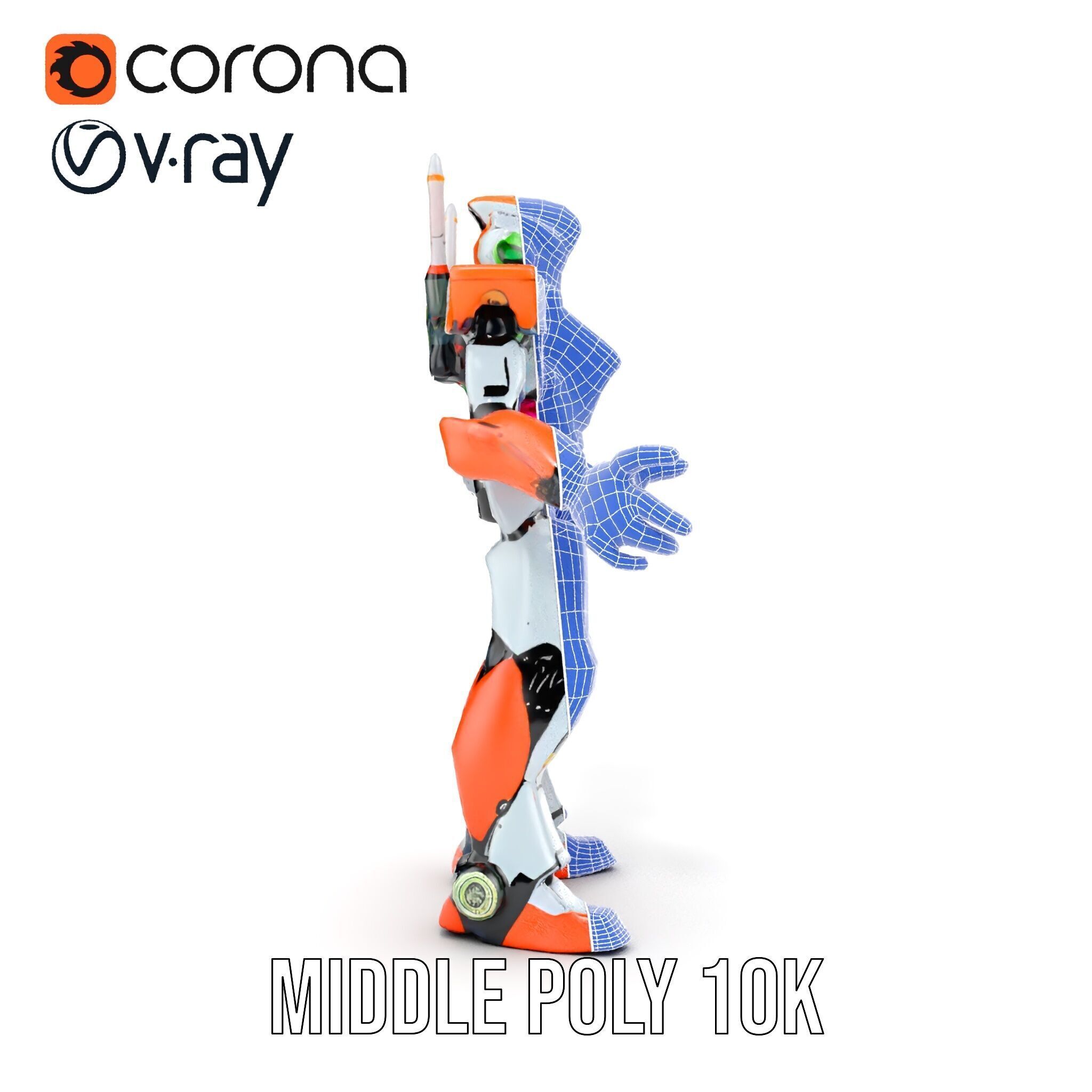 Futuristic Combat Mecha Robot Rigged and Animated Low-poly 3D model_30