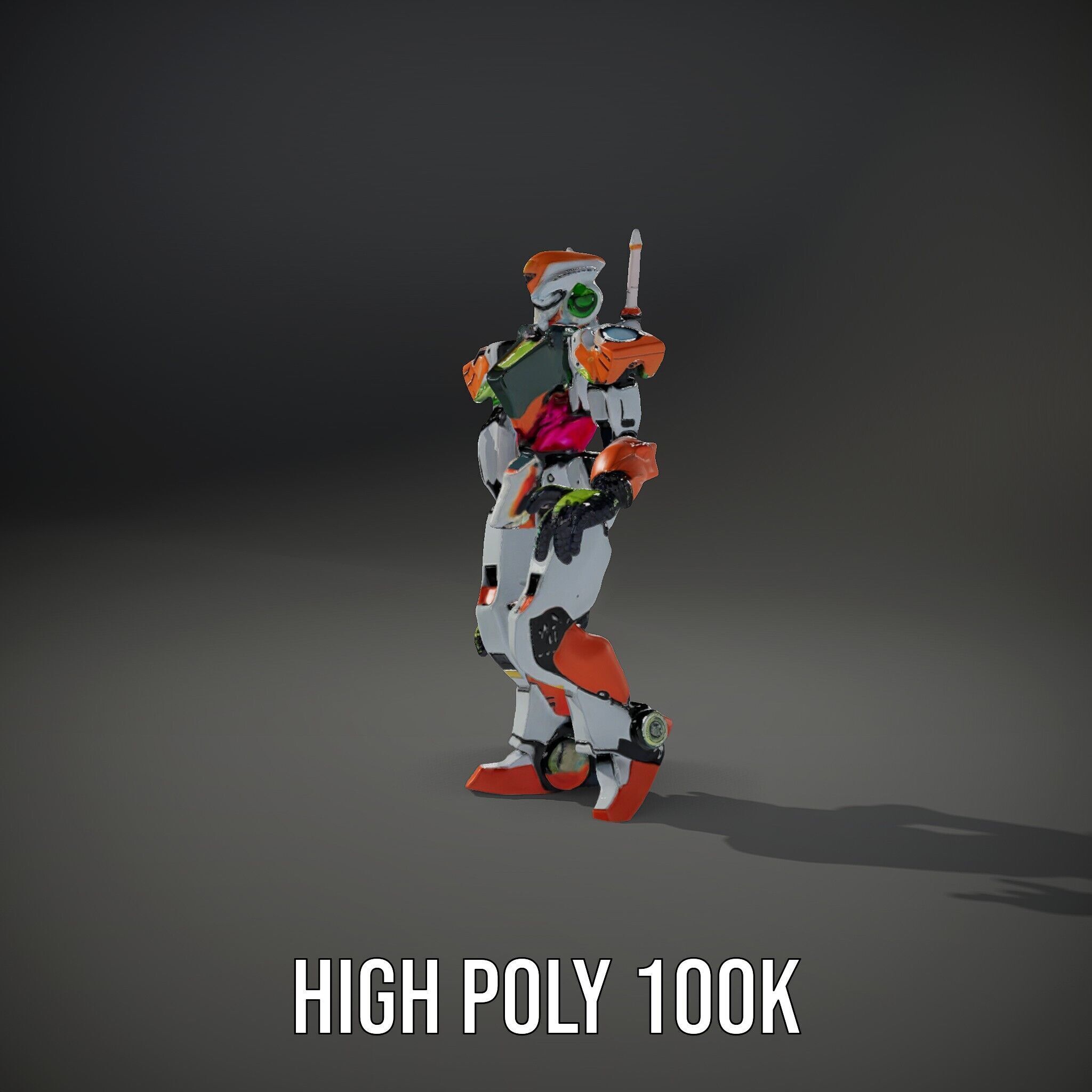 Futuristic Combat Mecha Robot Rigged and Animated Low-poly 3D model_11