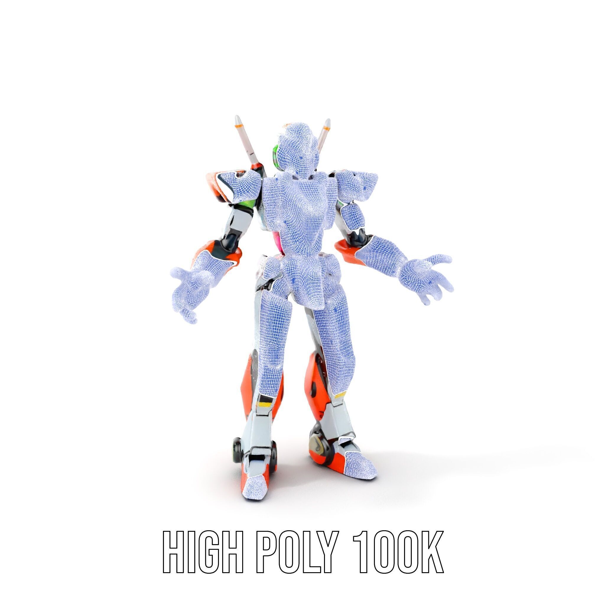 Futuristic Combat Mecha Robot Rigged and Animated Low-poly 3D model_4