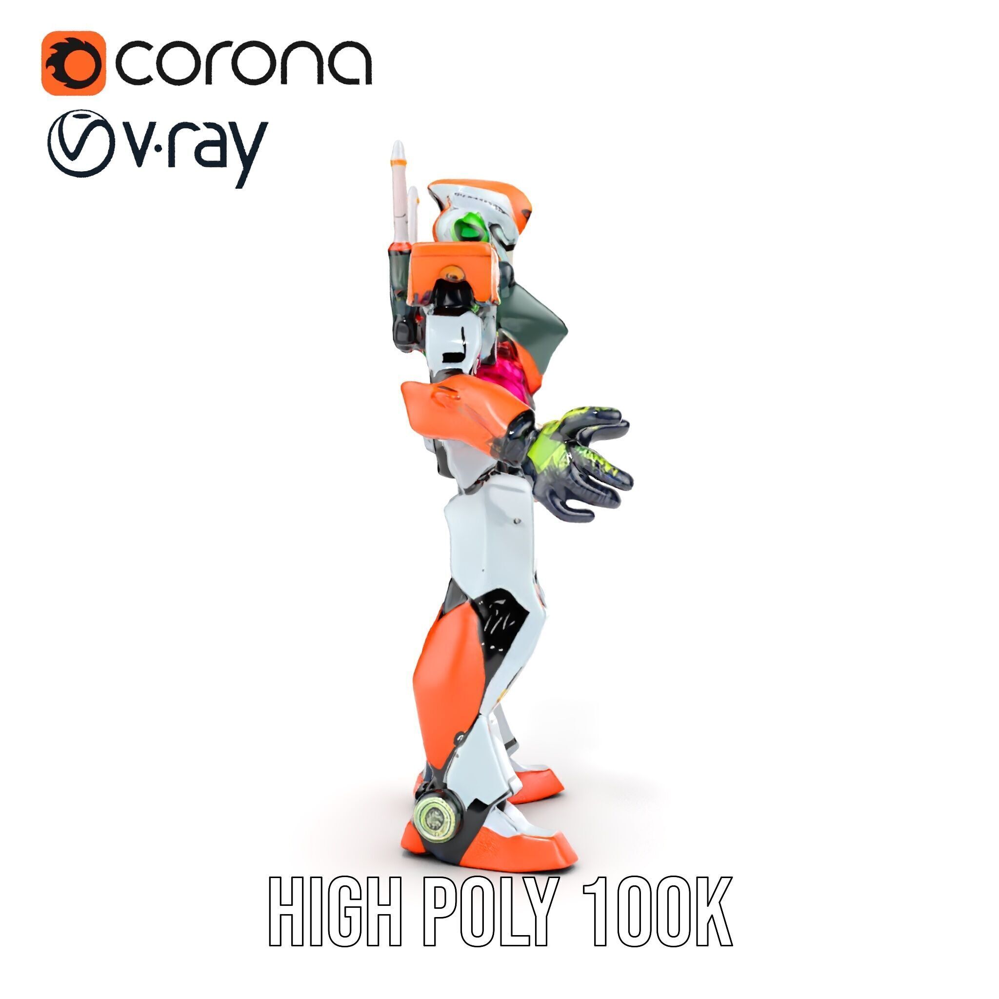 Futuristic Combat Mecha Robot Rigged and Animated Low-poly 3D model_39