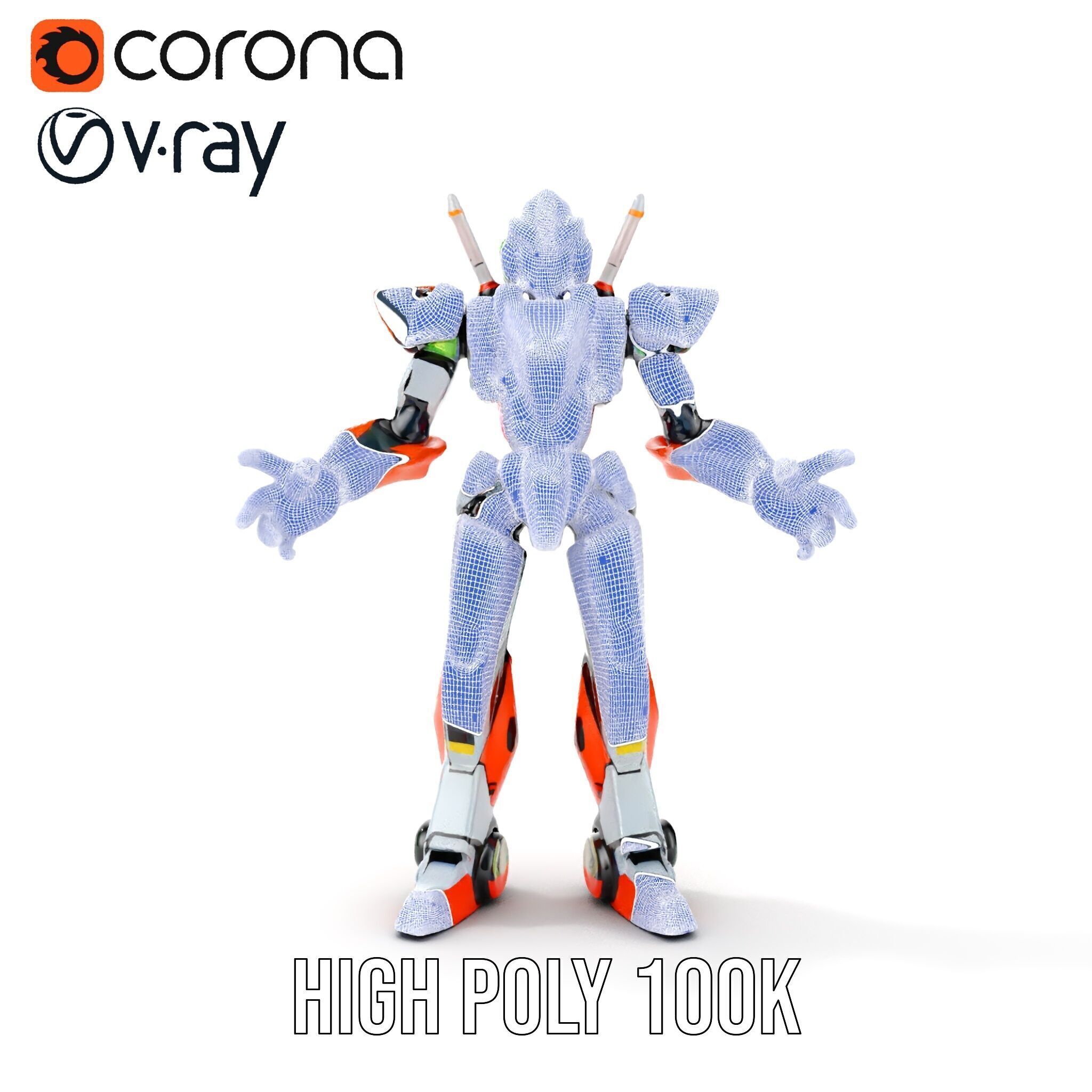 Futuristic Combat Mecha Robot Rigged and Animated Low-poly 3D model_29