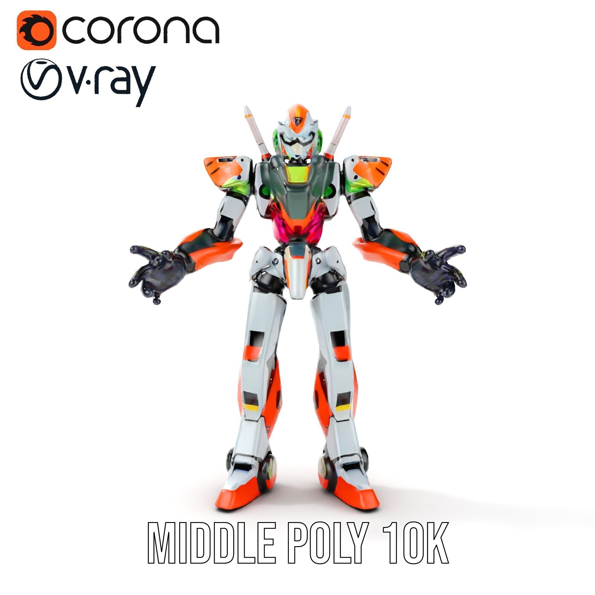 Futuristic Combat Mecha Robot Rigged and Animated Low-poly 3D model_19