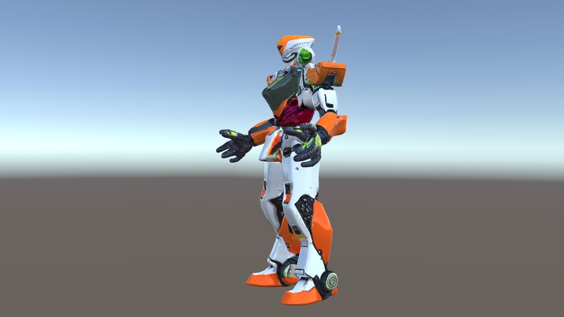 Futuristic Combat Mecha Robot Rigged and Animated Low-poly 3D model_38