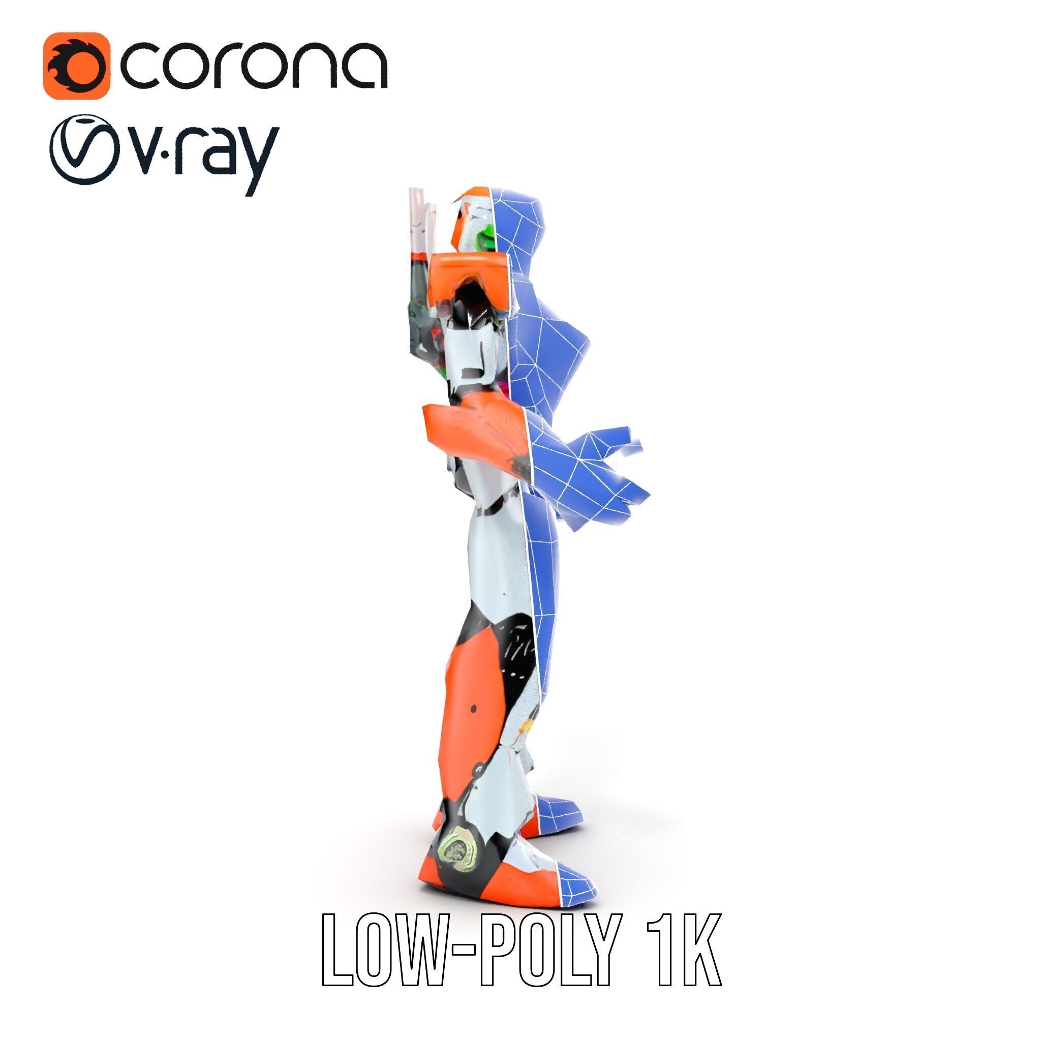 Futuristic Combat Mecha Robot Rigged and Animated Low-poly 3D model_18