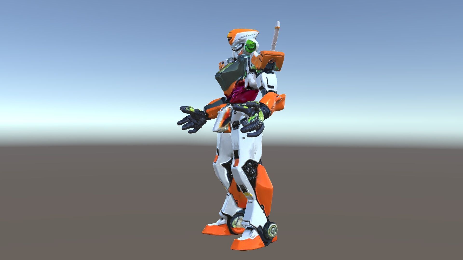 Futuristic Combat Mecha Robot Rigged and Animated Low-poly 3D model_5