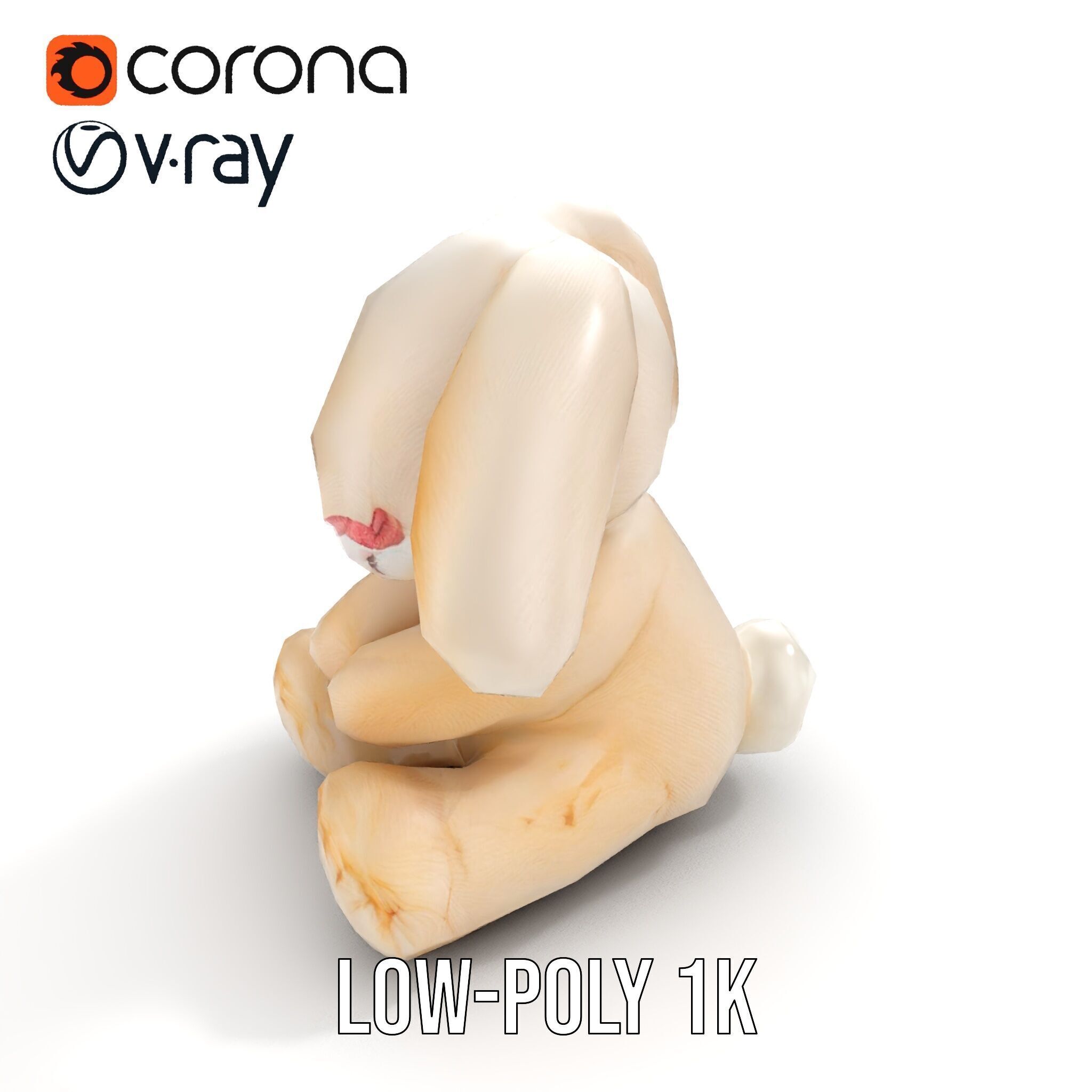 Fluffy Bunny Plush Toy D Model Pack Low-poly 3D model_13