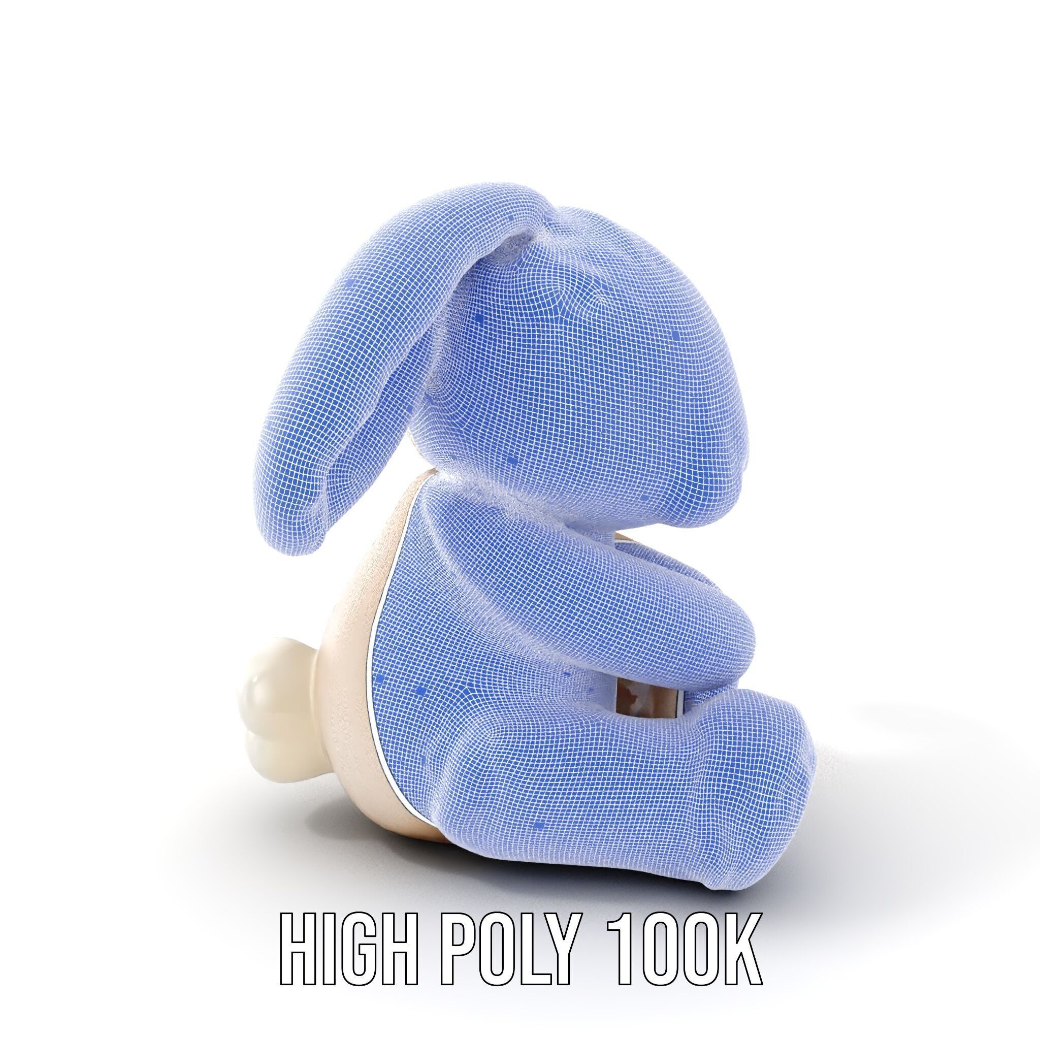 Fluffy Bunny Plush Toy D Model Pack Low-poly 3D model_4