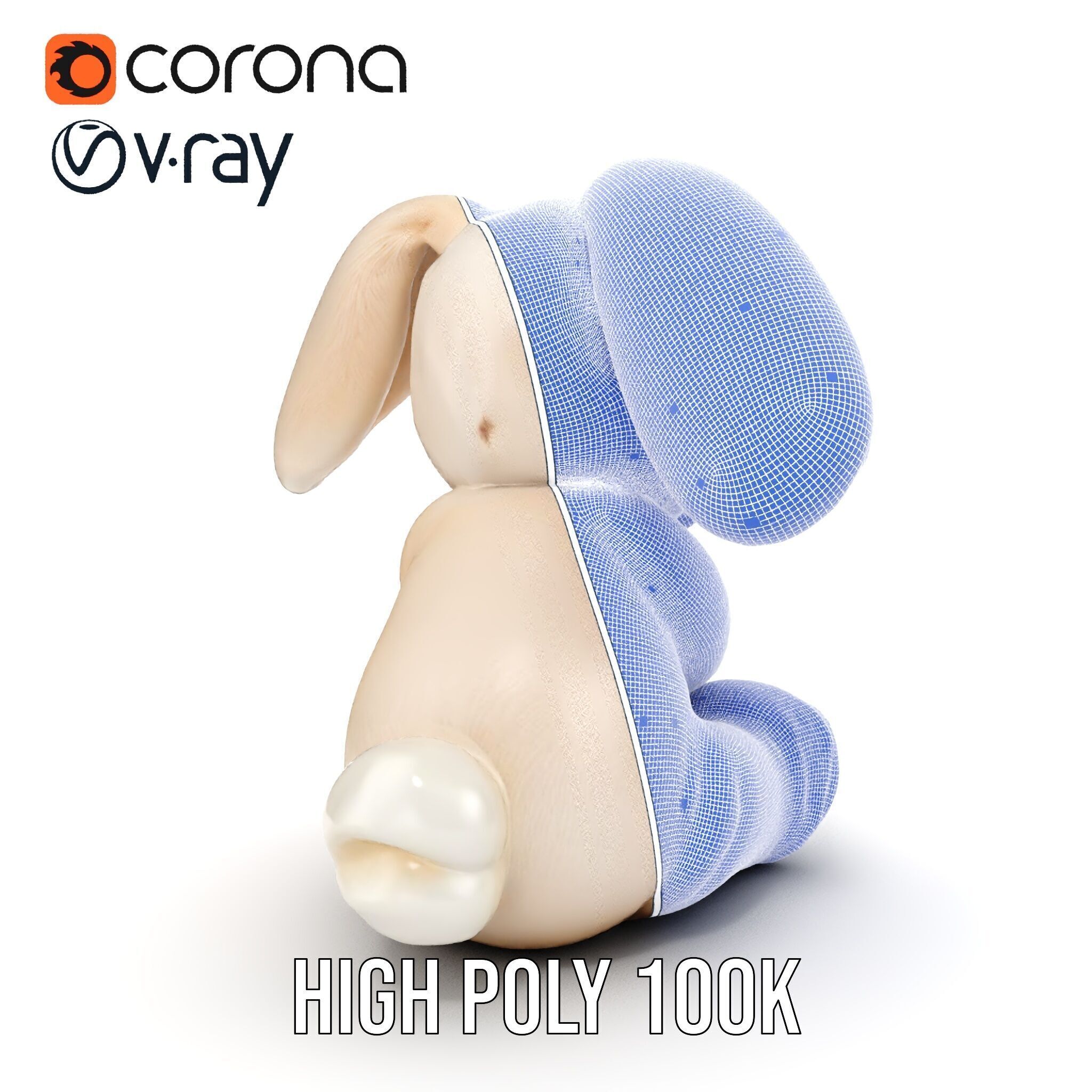 Fluffy Bunny Plush Toy D Model Pack Low-poly 3D model_36