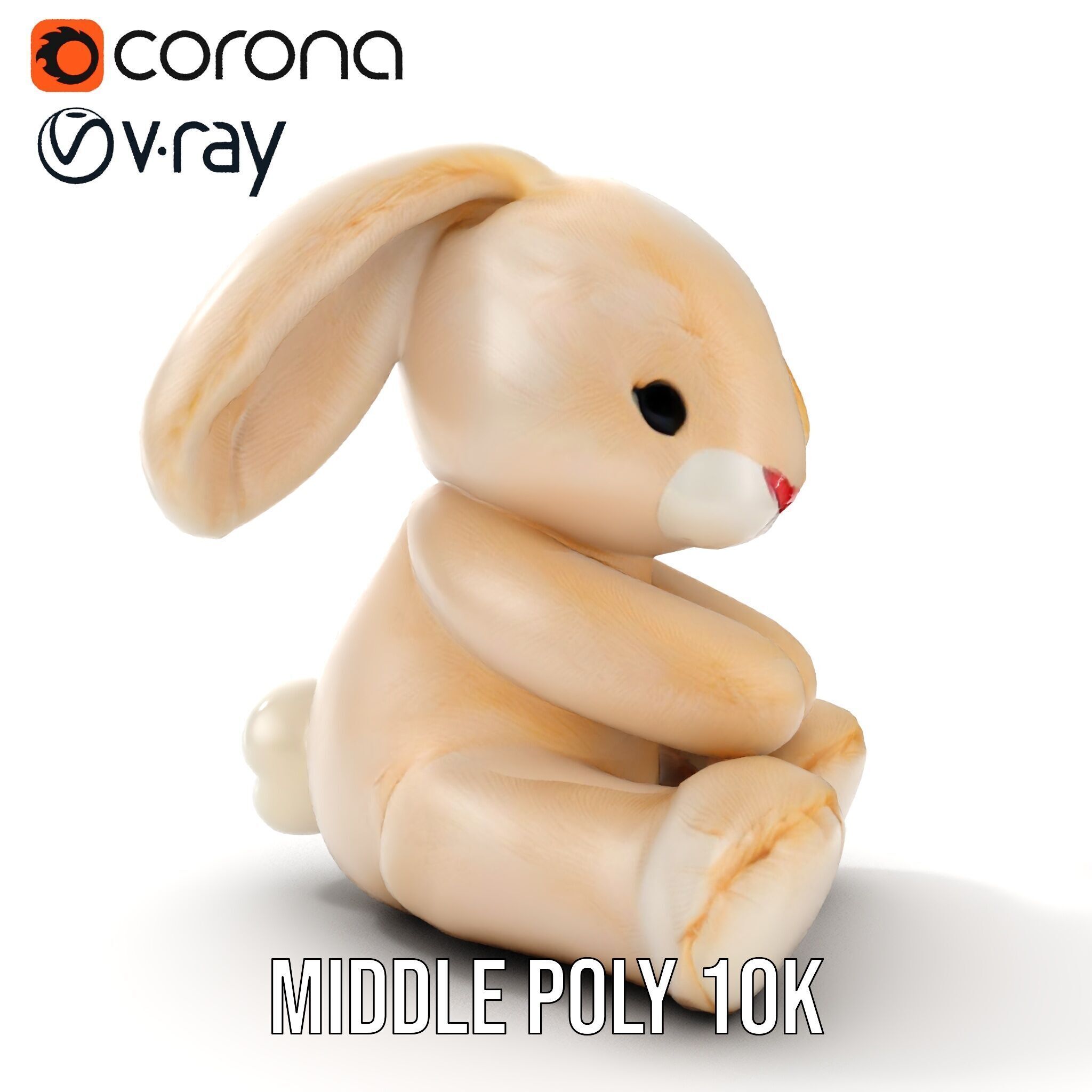 Fluffy Bunny Plush Toy D Model Pack Low-poly 3D model_9