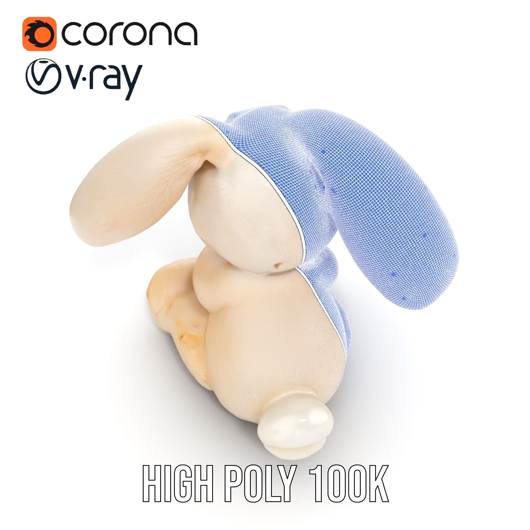 Fluffy Bunny Plush Toy D Model Pack Low-poly 3D model_37