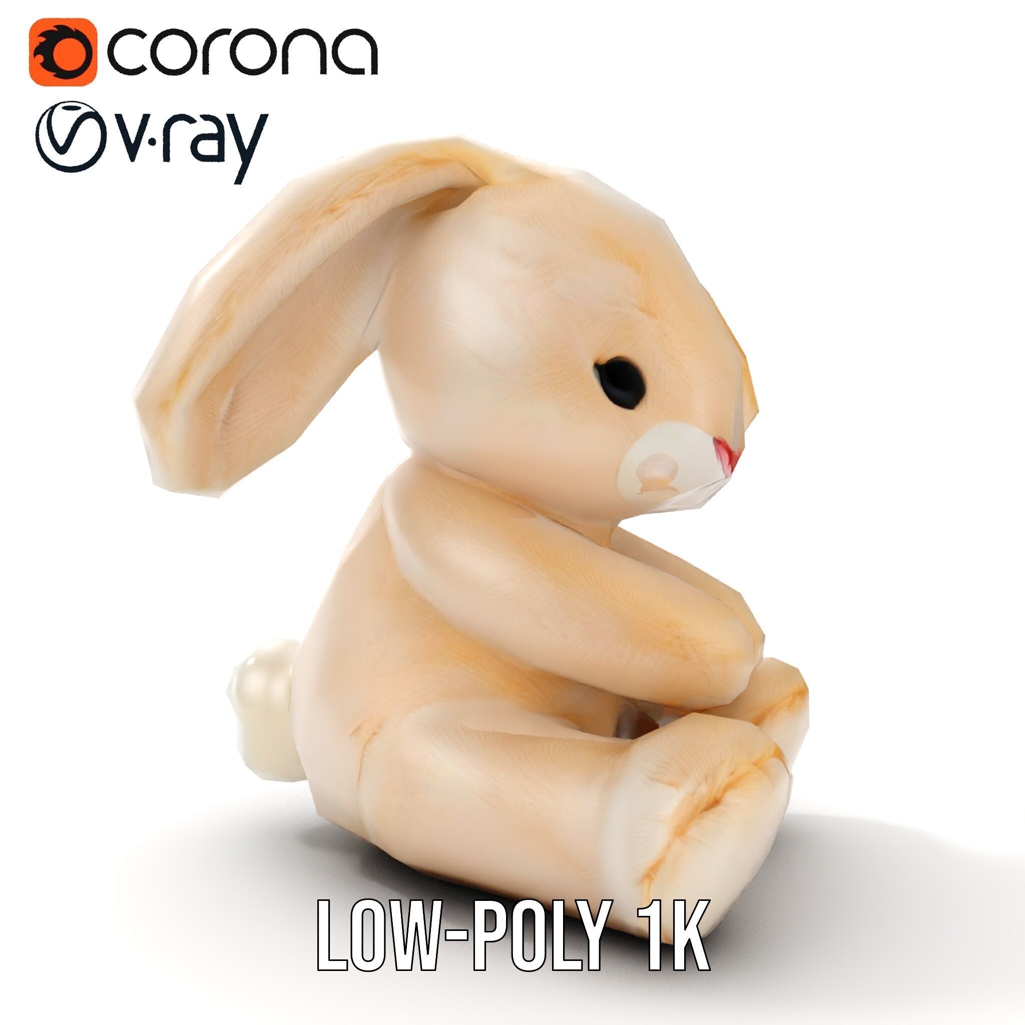 Fluffy Bunny Plush Toy D Model Pack Low-poly 3D model_29