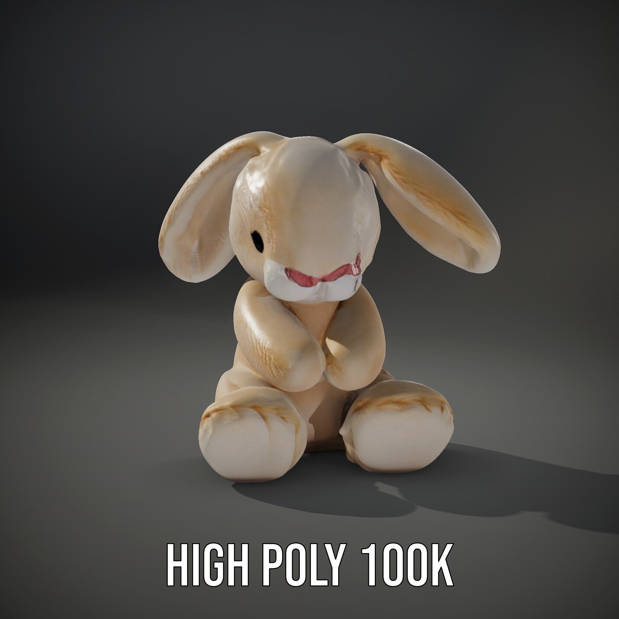 Fluffy Bunny Plush Toy D Model Pack Low-poly 3D model_14