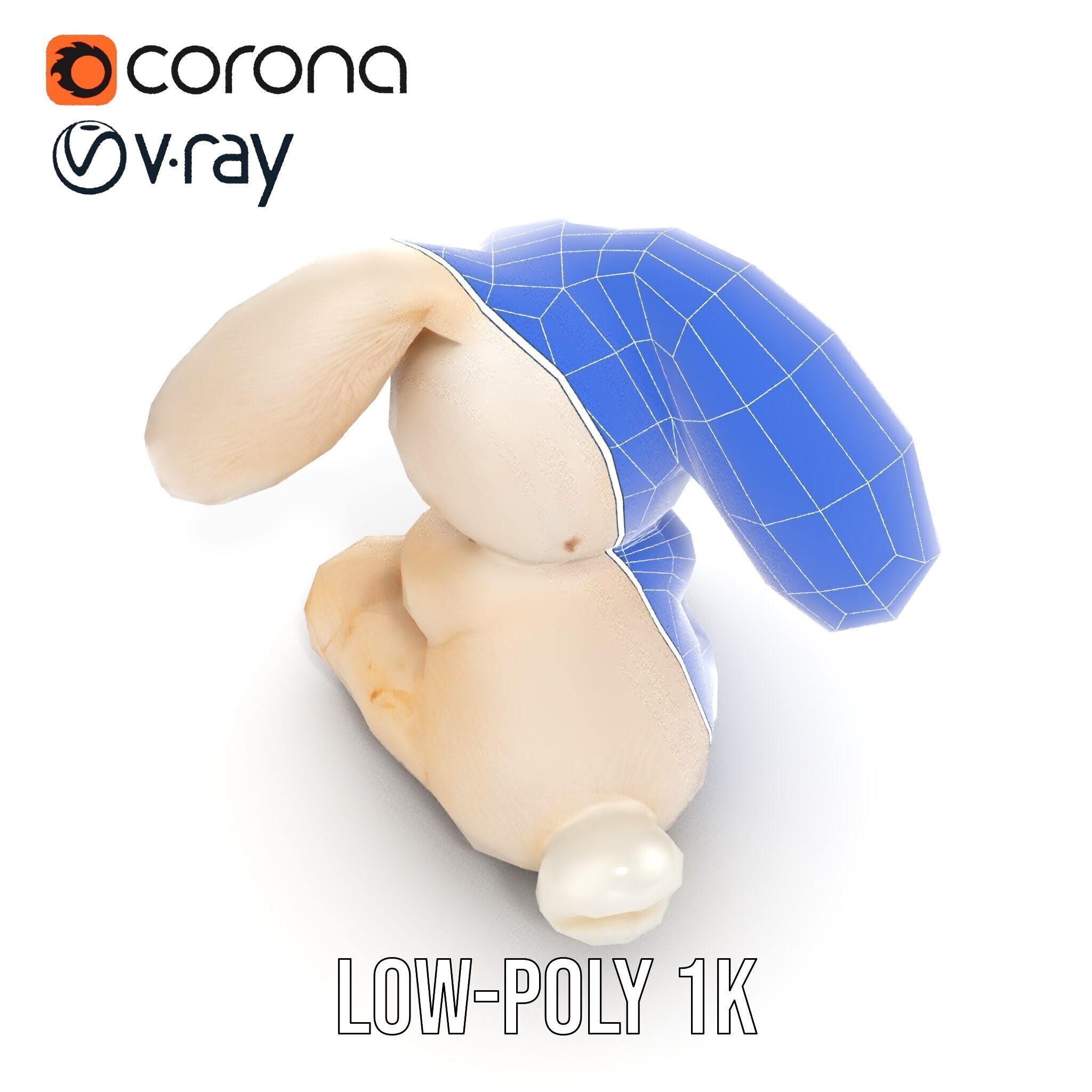 Fluffy Bunny Plush Toy D Model Pack Low-poly 3D model_26